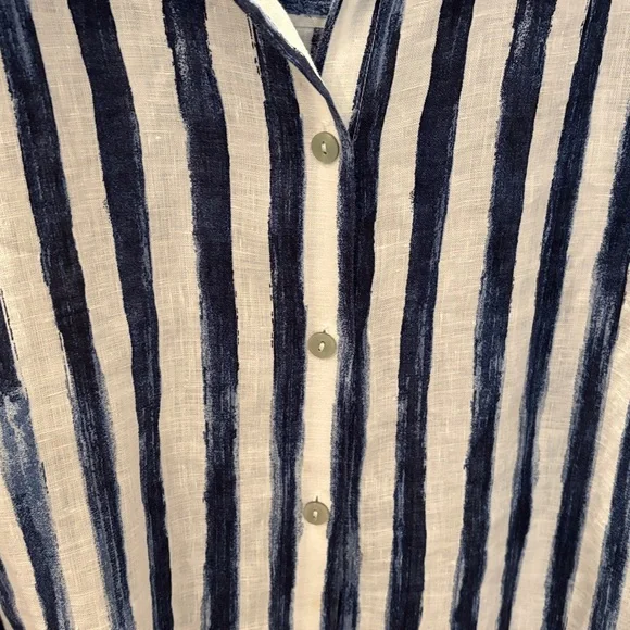 Chico's Navy and White Striped Shirt Tunic size 2 (12) - Picture 3 of 3